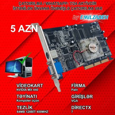 Videokartlar: Videokart NVidia GeForce 210, < 4 GB, İşlənmiş