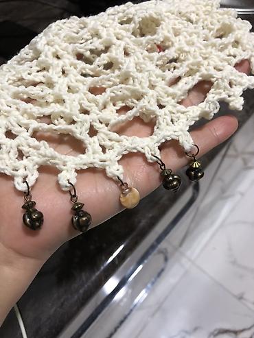 Baş geyimləri: Əl işi krujeva saç örtüyü (şəbəkəli beret) - Material: yumşaq toxuma — 8