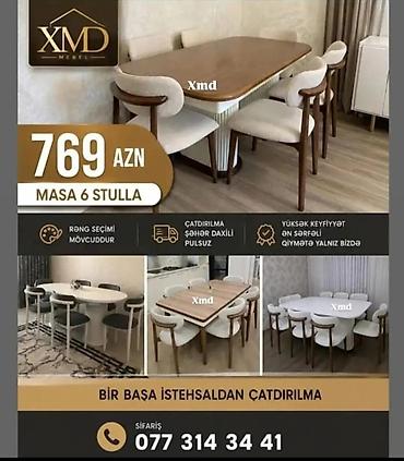 masa desti islenmis: Masa və 6 stul dəsti – zərif dizayn, rahat oturacaq və möhkəm — 1