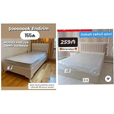 Ağ rəngli yataq dəstləri – matrassız deyil, matras hədiyyə! -