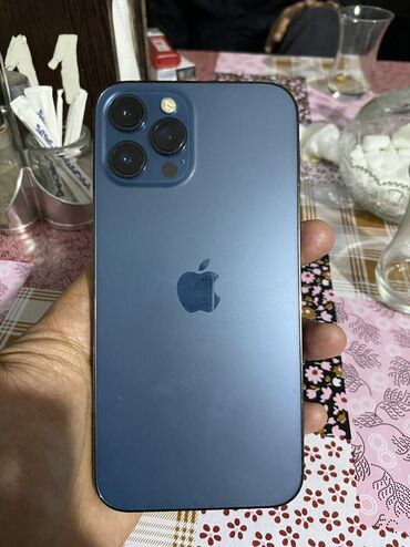 Apple iPhone: IPhone 12 Pro Max, 256 GB, Pacific Blue, Zəmanət, Face ID, Sənədlərlə