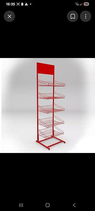 Qırmızı metal mağaza stendi – səbətli vitrin rafı - Material: toz
