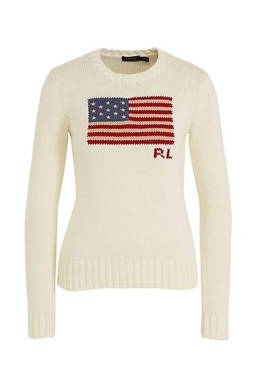 аниме кофты: Женский вязаный свитер Polo Ralph Lauren с жаккардовым флагом США на — 1
