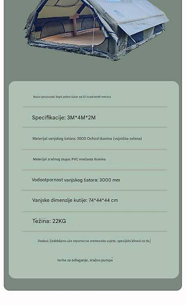 Oprema za kampovanje: Naduvni kamp šator YunduAnXing – vojnog zelena, 12 m² - Prostran — 8