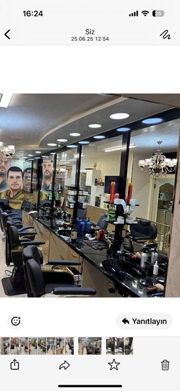 прованс мебель: Kişi salonu üçün tam təchizatlı bərbər mebeli - Uzun iş masasının