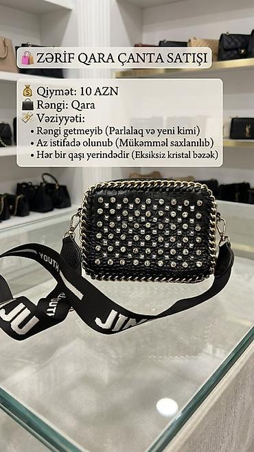 Aksesuarlar: Zərif qara çanta - Qiymət: 10 AZN - Rəng: Qara Xüsusiyyətlər: - Ön — 1