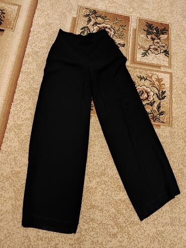женские брюки с высокой посадкой: Şalvarlar S (EU 36), rəng - Qara