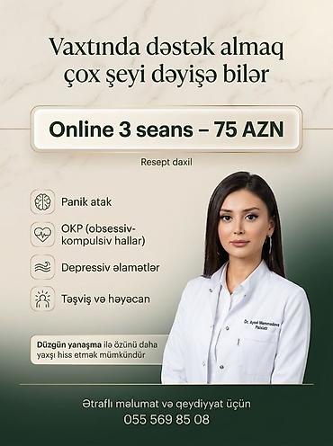 mualice: Psixiatrik dəstək üzrə onlayn konsultasiya paketi - 3 onlayn seans – — 1
