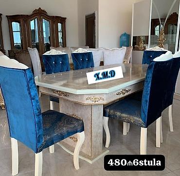 ütu stolu: Klassik üslubda yemək dəsti: - Masa: mərmər naxışlı parlaq üst səth — 1