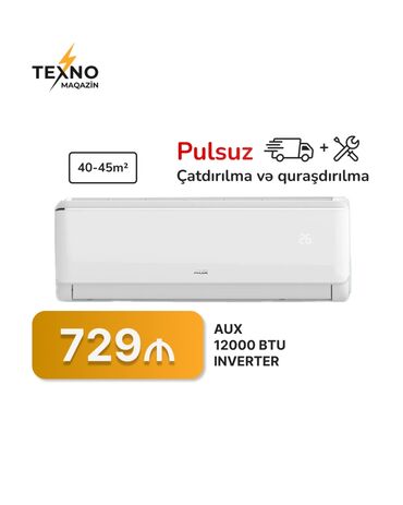 Kondisionerlər: Kondisioner AUX, 40-45 kv. m, Split sistem, Kredit yoxdur, Pulsuz quraşdırılma