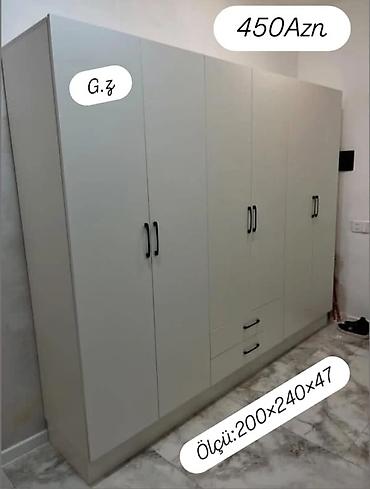 divar skafi: Ağ rəngli 6 qapılı geyim dolabı - Ölçü: 200 × 240 × 47 sm (eni × — 1