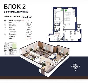 house: Строится, Элитка, 3 комнаты, 117 м² — 3