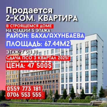 продаю 2комнатная квартира: 2 комнаты, 67 м², Элитка, 7 этаж, ПСО (под самоотделку)