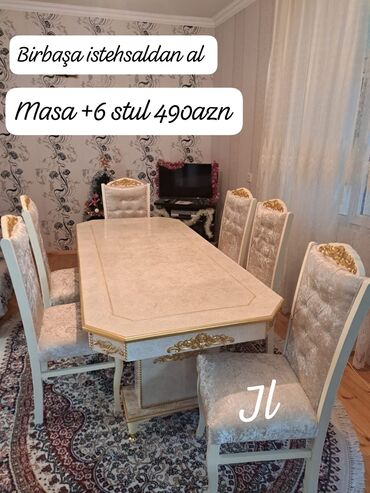 salon dest mebelleri: Для гостиной, Новый, Нераскладной, Овальный стол, 6 стульев