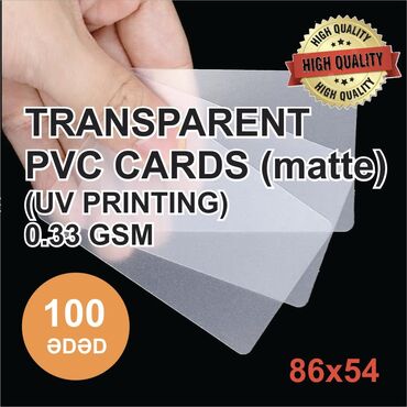 Kağızlar: UV printerdə çap etmək üçün 0.33gsm şəffaf plastik kart. Poliqrafiya