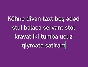 Mebel dəsti satılır: - Köhnə divan - Taxt (yataq) - 5 ədəd stul -