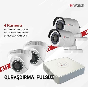 Videomüşahidə: ✅Kamera cöl 2 mp 1080p. 2 ədəd ✅Kamera daxili 2 mp 1080p. 2 ədəd ✅4