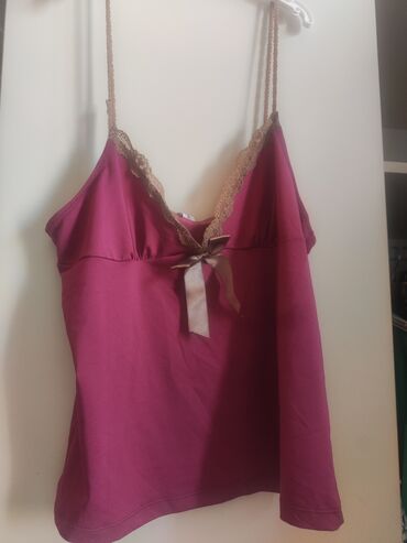 женские весенние кофты: Qadın gecə dəsti - Tünd çəhrayı rəngdə, nazik askılı top: sinə