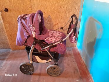 коляска детская для двойни: Коляска, цвет - Фиолетовый, Б/у