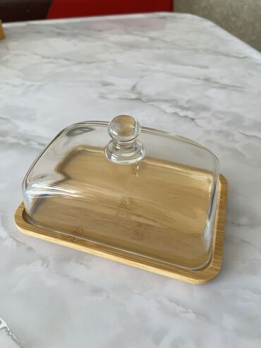 посуда для воды: Масленка из бамбука, со стеклянной крышкой