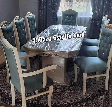 boya seti: Qonaq otağı üçün, Yeni, Açılmayan, Dördbucaq masa, 6 stul — 6