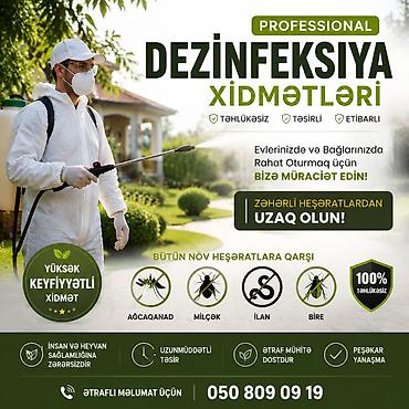 Dezinfeksiya, dezinseksiya: Dezinfeksiya, dezinseksiya | Tarakanlar, Taxtabiti, Viruslar, mikroblar | Evlər, Girişlər, Həyətlər — 2