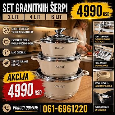 mali suncobrani: Set granitnih šerpi König – 3 dela: 2 L, 4 L i 6 L. Ključne — 1