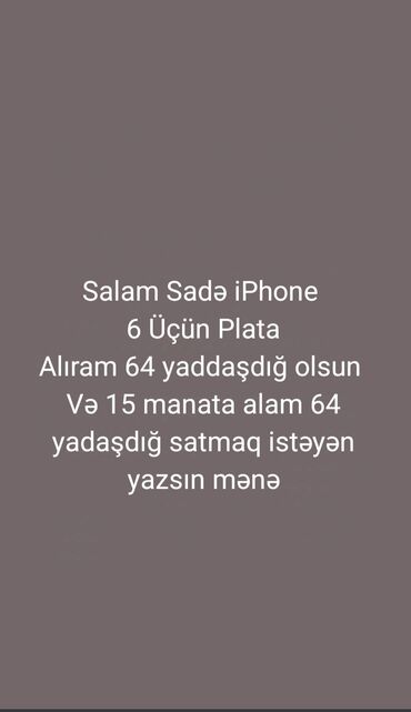 Apple iPhone: IPhone 6, 64 GB, Space Gray, Zəmanət, Kredit, Qırıq