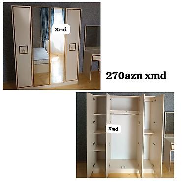 paltar rəfi: - Məhsul: 4 qapılı paltar dolabı - Rəng: krem/açıq bej, qızılı dekor — 1