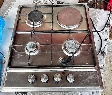 panel cit: Qaz-elektrik kombinə edilmiş plitə (bord turu) - 4 göz: 3 qaz ocağı + — 1