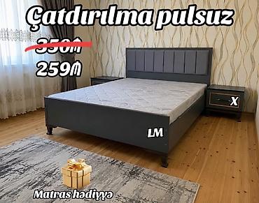 tek yataqlar: Qara-boz rəngdə müasir yataq dəsti: - Geniş ikinəfərlik çarpayı — 1
