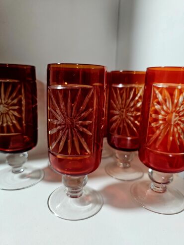 стаканы рюмки: Бокалы СССР из красного стекла