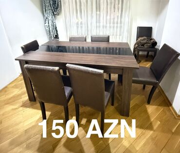 Masa və oturacaq dəstləri: Qonaq otağı üçün, Açılmayan, Dördbucaq masa, 6 stul