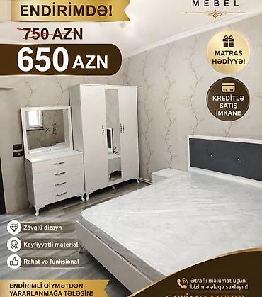 Yataq otağı mebel dəsti Tərkibi: - 2 nəfərlik çarpayı (başlıqla) -