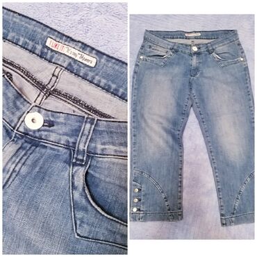 crne pantalone zvoncare: Maxers 3/4 L Preslatke 3/4 farke,kao nove,pribane max 2 puta Struk 42