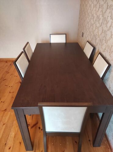 kuxna üçün stol stul: Qonaq otağı üçün, Yeni, Açılmayan, Dördbucaq masa, 6 stul, Malayziya