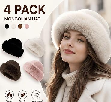 Yeni, qış üçün dəbli rəngarəng peluş monqol papaqlar. Hər biri