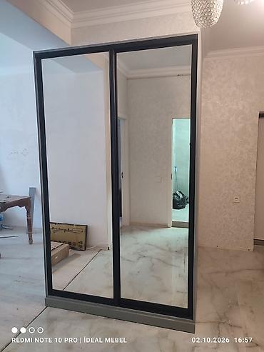 dolab skaf: Yeni, 2 qapılı, Güzgülü, Boz, Kupe, Düz dolab — 1