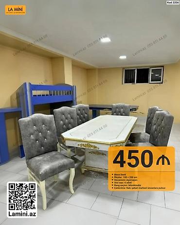 Mebel: Məhsul: Masa dəsti - Ölçülər: 100 × 200 sm - Mexanizm: Açılmayan - — 1