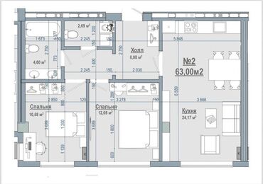 Продажа квартир: 3 комнаты, 63 м², Элитка, 4 этаж, ПСО (под самоотделку)