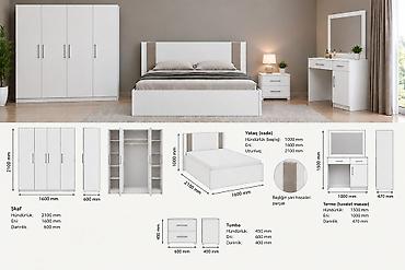 dolab gence: Yataq otağı dəstı – minimalist ağ dizayn, neytral bej detallarla — 1
