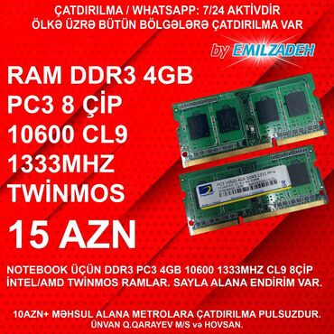 Soyutma sistemləri: Operativ yaddaş (RAM) 4 GB, 1600 Mhz, DDR3, Noutbuk üçün, İşlənmiş