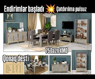 стул ортопедический: 1.Qonaq otağı mebel dəsti – 750 AZN Tərkib: - Vitrin: 90×180×40 sm - — 1
