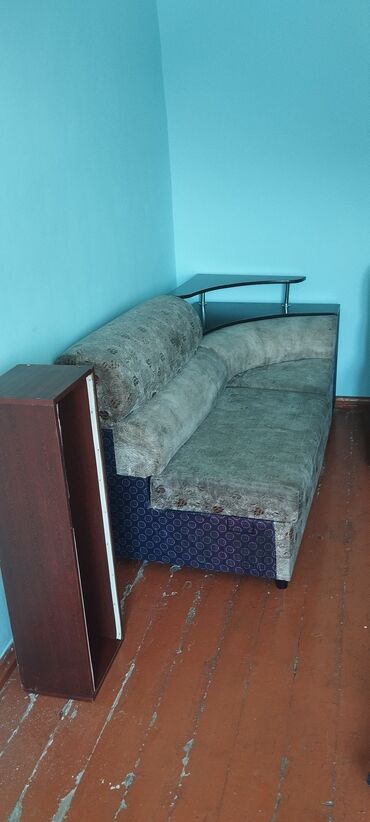 фабричная мягкая мебель: Диван-кровать, цвет - Серебристый, Б/у