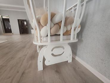 yumru beşik: Ağ rəngdə beşik/kiçi̇k yelləncək beşik seti - Material: möhkəm ağ — 3