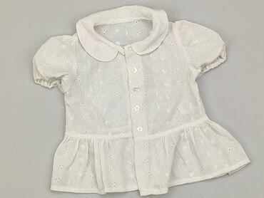 biała bluzka z kolnierzykiem dla dziewczynki: Bluzka, Mothercare, 9-12 m, stan - Zadowalający
