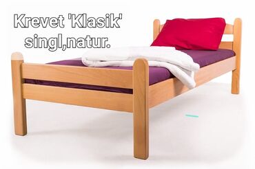 Kreveti: Beli jednokrevetni krevet, idealan za dečije ili manje spavaće sobe — 4