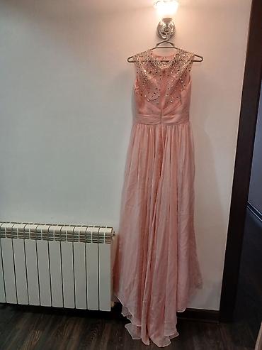 Donlar: Şaftalı rəngində uzun ziyafət/libas - Model: Uzun, axıcı ətəkli — 3