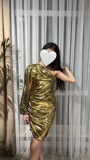 золотистые: Вечернее платье, Атлас, M (EU 38)