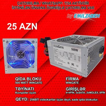 Prosessorlar: Qida bloku 500 W, İşlənmiş